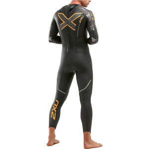 2022 2XU Heren P:2 Propel Swim Wetsuit MW4990C - Black / Orange Fizz